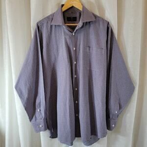 Robert Talbott Estate Dress Shirt Mens Large Regular Fit Red Blue Long Sleeve